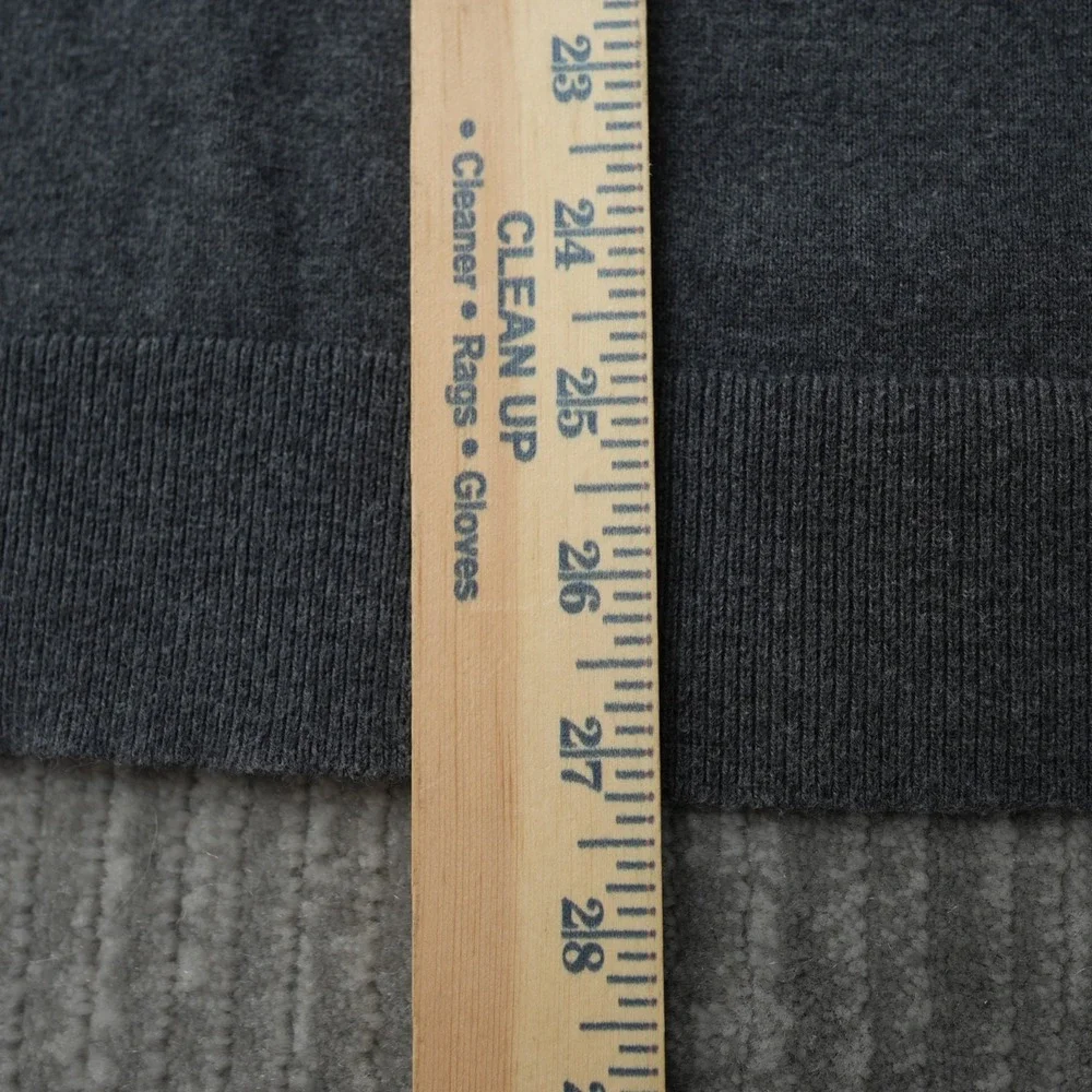 Claiborne Sweater Men V Neck Cashmere Cotton‎ Gray Long Sleeve Solid Large